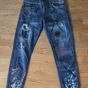 Rare Zara Woman Denim Premium Collection Hand Drawn Scetches &Text Size  2 Artsy